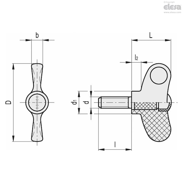 Thumb Screw, M10-30 Thread Size, Wing, Stainless Steel, 32 Mm Head Ht, 30 Mm Lg